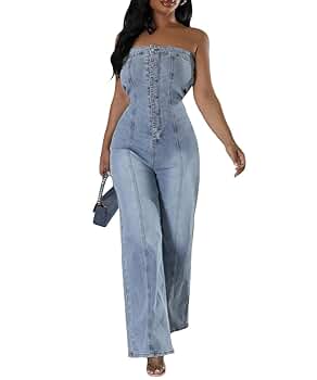 サロペット・オーバーオール・オールインワン MEDI GRUNGE DENIM WIDE ROMPERS MEDI GRUNGE DENIM WIDE ROMPERS