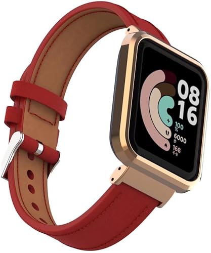 Vista 11 de Compatible con Xiaomi Mi Watch Lite/Redmi Watch, correa de cuero de repuesto con marco de metal para Xiaomi Redmi Watch Fitness Tracker