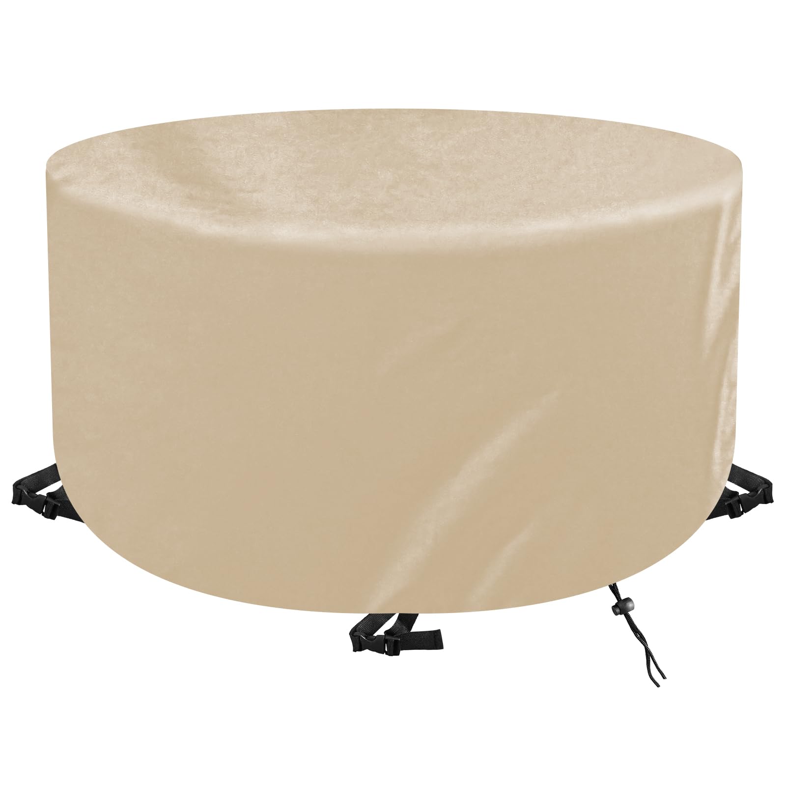 Housse de Protection Ronde pour Salon de Jardin Ø110x75cm,420D Housse Table de Jardin Ronde,Housse Imperméable et Anti-UV pour Table et Mobilier de Jardin,Housse de Meuble Ronde,Beige