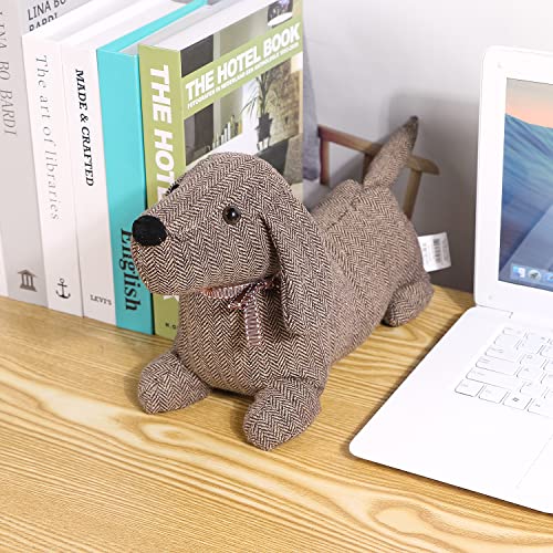 SANFERGE Niedlicher dekorativer Türstopper für Zuhause und Büro, Boden-Türstopper, Stofftier, gewichtete schwere Wandschutz, brauner Hund