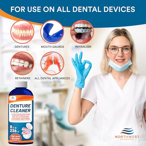 Ultrasonic Denture Cleaner - Denture Cleaner for All Types of Dentures - Denture Cleaning Solution Removes Stains, Plaque, Grime, and Build-up (8 Ounces) - Thumbnail 6