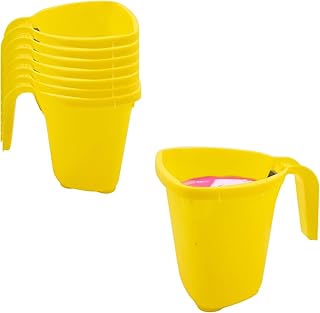 8 PCS Handheld Paint Bucket with Magnetic Brush Holder, Durable Plastic Paint Cup for Wall, Furniture, Trim & Touch-Ups, Small Handy Paint Pail for Smooth Finish Work (Yellow)