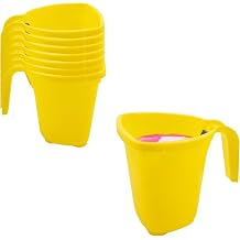 8 PCS Handheld Paint Bucket with Magnetic Brush Holder, Durable Plastic Paint Cup for Wall, Furniture, Trim & Touch-Ups, Small Portable Paint Bucket for Smooth Finish Work Yellow
