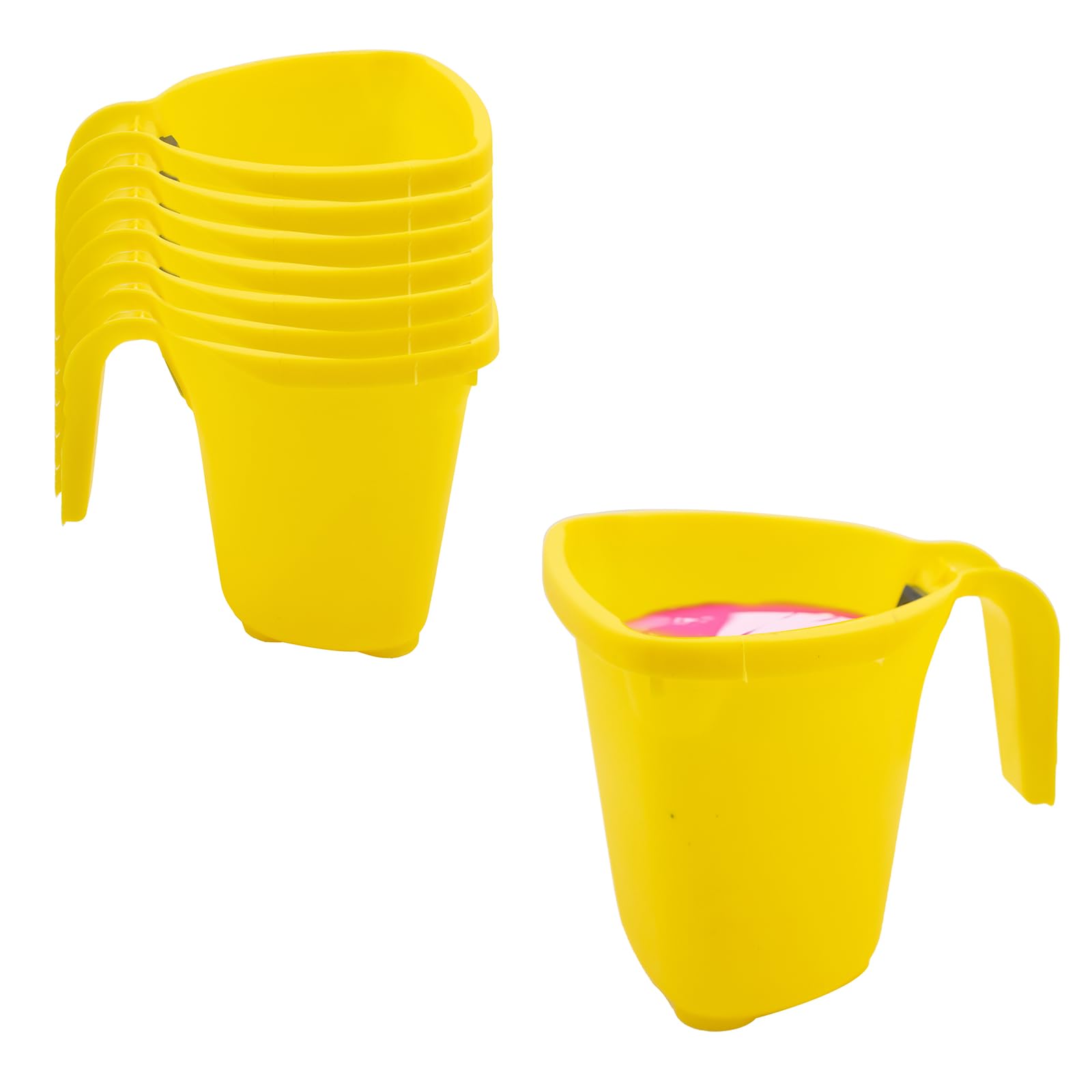 8 pièces Seau de Peinture avec Poignée,2L Gobelet de Peinture avec Porte Brosses Magnétiques,pour Traitements de Surfaces Lisses Murs Meubles Décorations et Réparations,Jaune