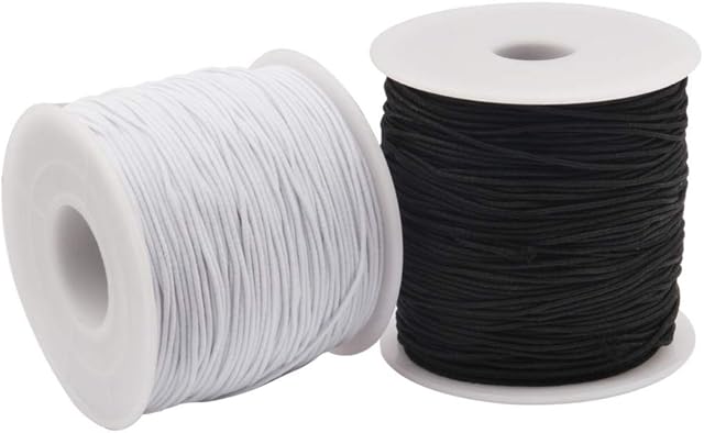 200m 1mm Elastic Cord String Thread Beading String Cords Black and White Cord Stretch Band Rope for Sewing DIY Crafts Bracelets Necklaces