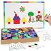Joy Dynasty 144 Pcs Magnetic Pattern Blocks Set Geometric Manipulative Shape Puzzle Educational Montessori Tangram Learning Toys for Toddlers Kid Ages 4-8 with Magnetic Board