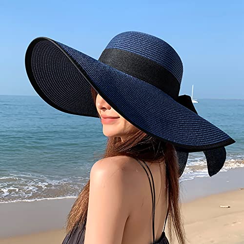 Dreshow Womens Big Bowknot Straw Hat Floppy Foldable Roll Up Beach Cap Sun Hat Upf 50+ #TOP7