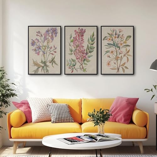 16x24 In Canvas Wall Art Set of 3, Watercolor Posters Prints Painting Picture Artwork for Living Room Bedroom Office (Abstract, Purple Triptych, 20" W x 30" H x 3Pcs)