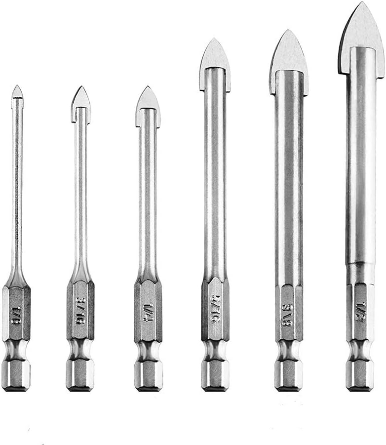 Kalinco Installer Drill Bit Set for Glass Ceramic Soft Tile Wood Plastic Industrial Drill Bits for Repairing Bike Wheel 6Pcs
