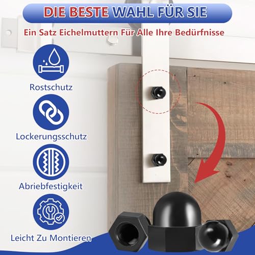 Hutmuttern Set, 175 Stück Nylon Kappenmuttern, M3/M4/M5/M6/M8/M10 Sechskant Hutmuttern für Schrauben, mit Aufbewahrungsbox