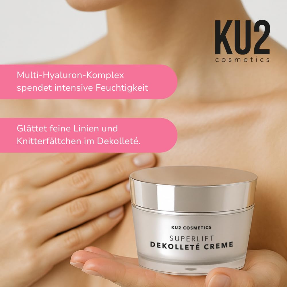 KU2 Cosmetics Superlift Dekolleté Creme, 100 ml | Anti Aging Pflege für Hals & Dekolleté, Mit Multi-Hyaluron & Peptiden, Glättet Linien sichtbar