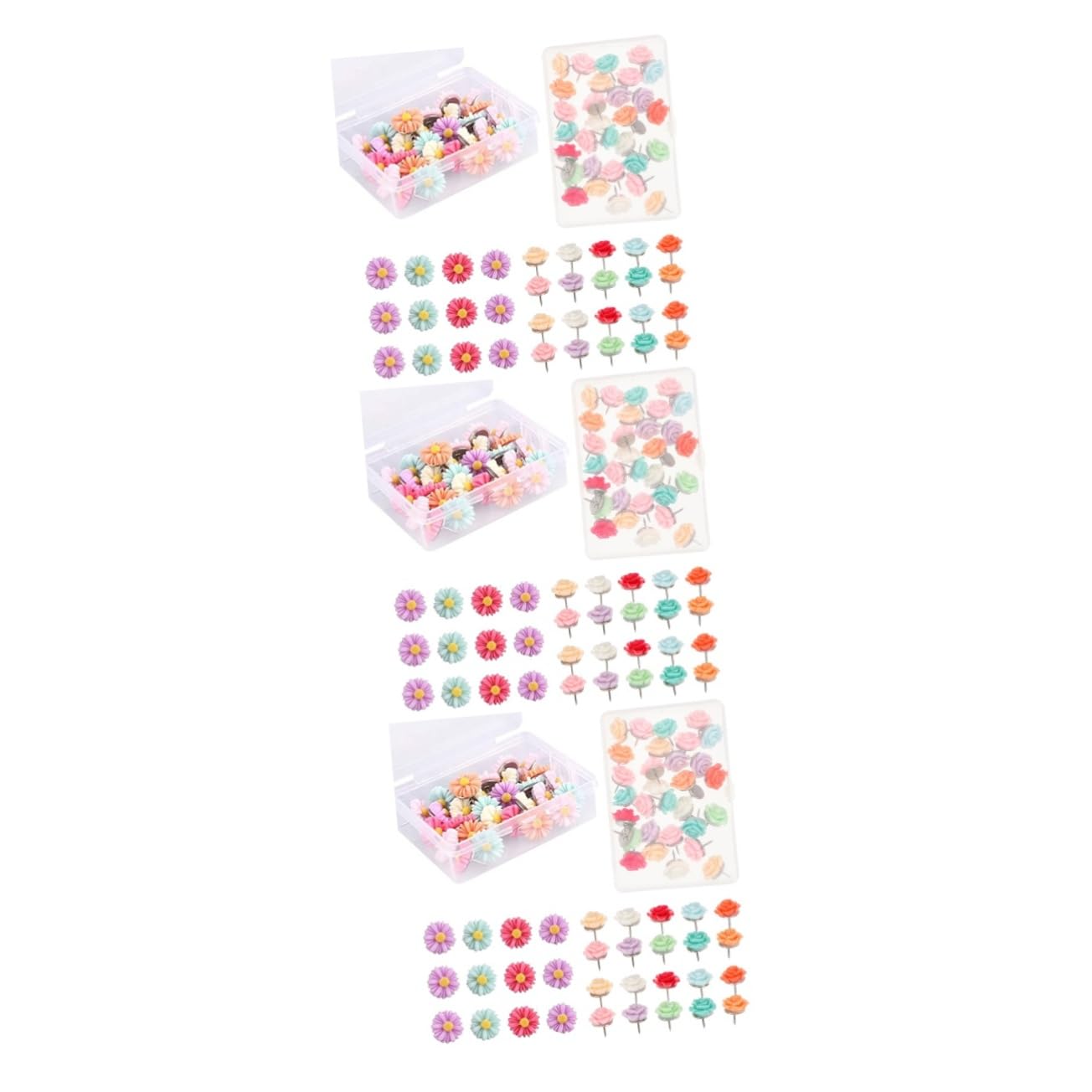 Uonlytech 3 Set Perno Di Fiori Arredamento Dell'ufficio Spingere Bulletin Board Bacheche Virata Puntale in Resina Puntina Da Disegno Penne A Spinta Carine Metallo 60 Pezzi * 3