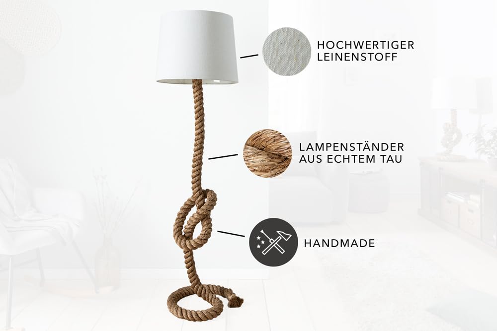 Invicta Interior Stehlampe SEVEN SEAS - H:156cm - beige - Leinenschirm