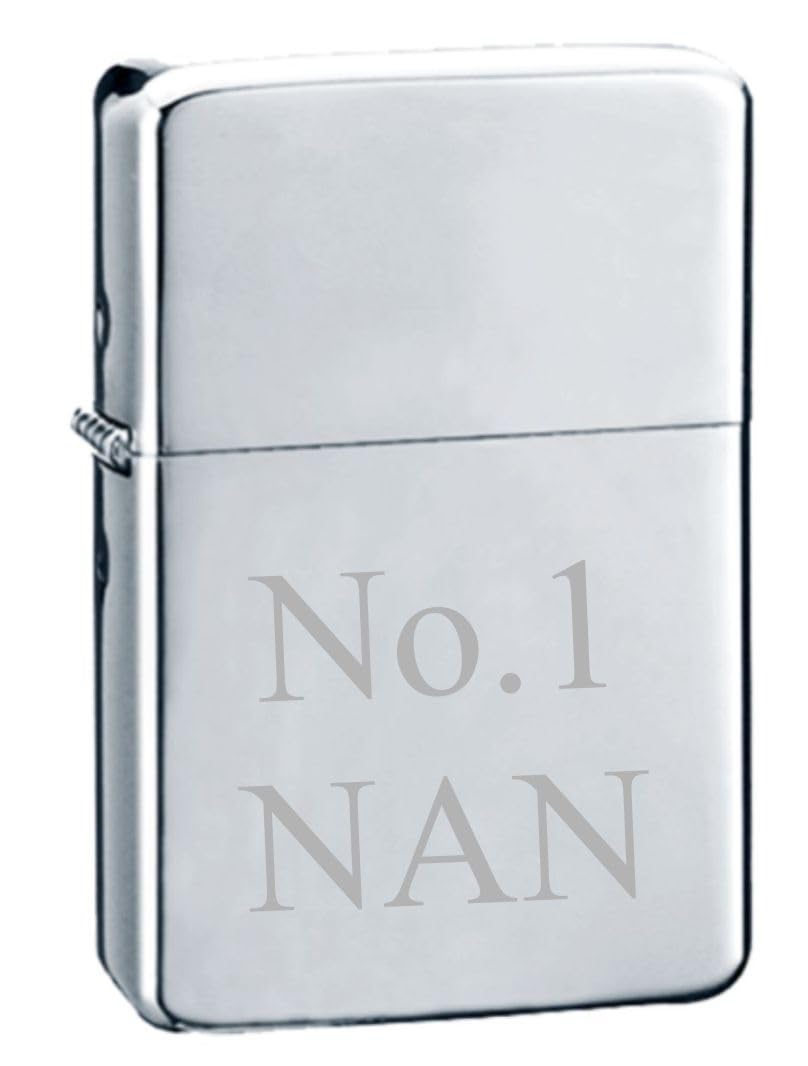 No1 NAN PERSONALISED ENGRAVED STAR CHROME PETROL LIGHTER 140 ENGRAVED FREE OF CHARGE