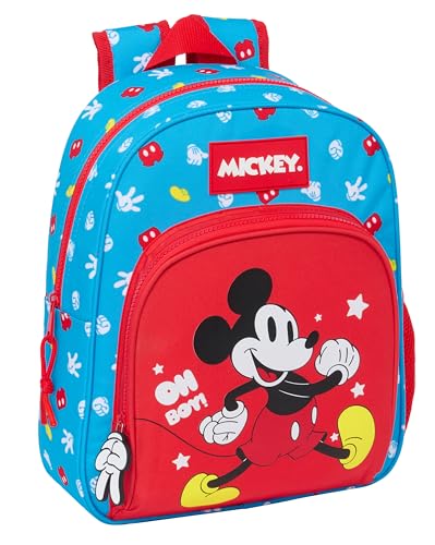 Safta MICKEY MOUSE FANTASTIC - Mochila Infantil, Ideal para Niños de Diferentes Edades, Cómoda y Versátil, Calidad y Resistencia, 28x10x34 cm, Color Azul/Rojo