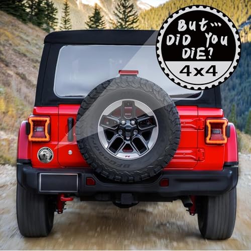 Image of 3Pcs But Did You Die Badge Rated Car Emblem, 4 x 4 Metal Automotive Badge 3D Metal Car Badges Round Emblem Decals Car Badge Decals Stickers Compatible with Jeep Wrangler Vehicles Trucks SUV Decals