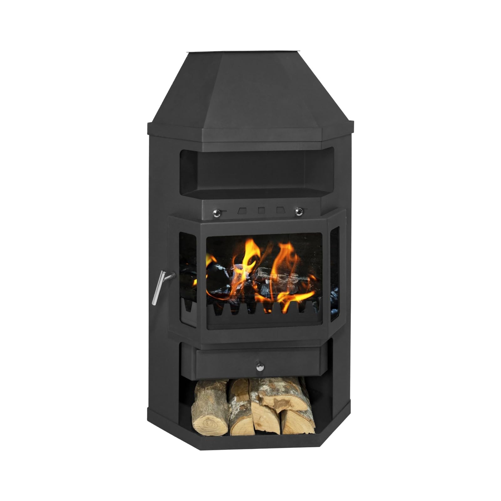 EIDER BIOMASA Estufa de Leña LINAM ESQUINA – 13,85 kW – Rendimiento 78% – Hasta 270 m³ – Doble Combustión – Certificada CE