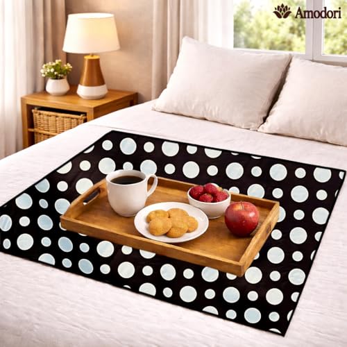 Image of Waterproof Bed Server Mat /Food Mat /Bedsheet Protector | Reversible | 2-Layer Heavy Material | Multi-Purpose Place Mat (Colour & Print May Vary) (polka-12)