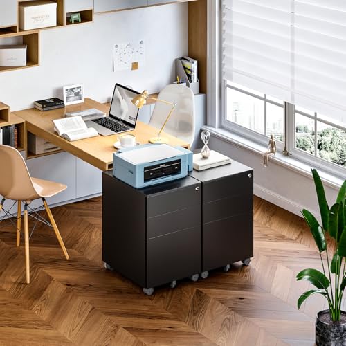 Sightlife Gabinete de Archivos Móvil con Cerradura y Cajones Mueble Archivador Cajonera de Oficina con 3 Cajones para Documentos de Oficina, Carpetas Suspendidas Almacenamiento 39 x 50 x 60 cm Negro - imagen 7