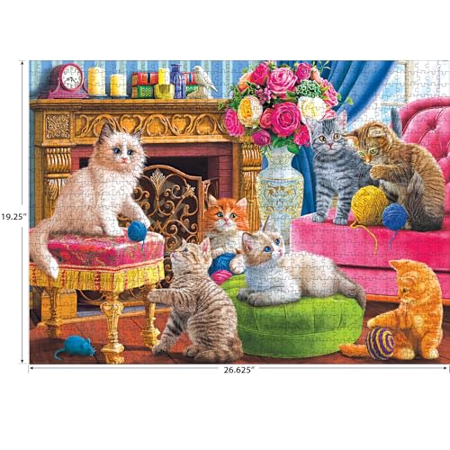 RoseArt Kodak Premium Cork Rompecabezas de 1000 piezas para adultos - Kittens by the Fireplace miniatura 4