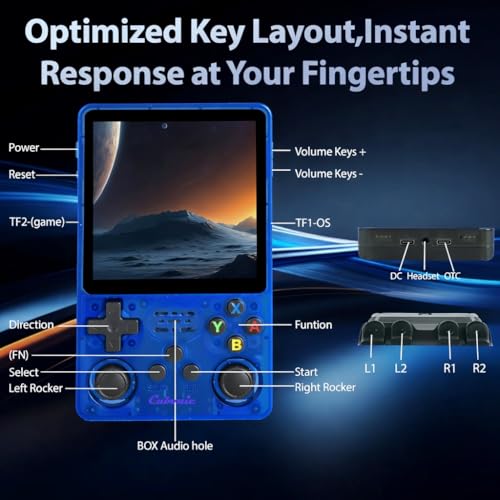 Image of Cubonic CrystalPlay ORIGINAL R36S DUal RAM Chips Handheld Gaming Console, Transparent PixelGlass Design, 3.5-Inch LCD Screen, RK3326 Quad-Core Processor, Dual Joysticks, Up to 256GB Expandable Storage, 3000mAh Rechargeable Battery