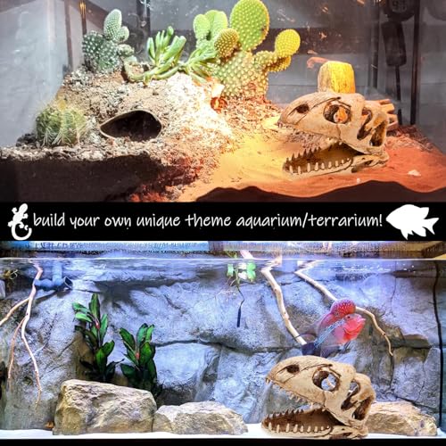 Image of Dinosaur Animal Skull Aquarium Large Decor Cave Decorations Fish Hideout Tank Betta Tarantula Reptile Snake for Terrarium Decor Ornament Bones Halloween