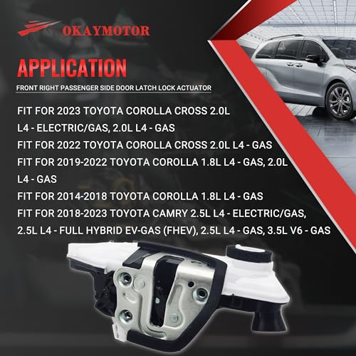 Image of OKAY MOTOR 69030-02380 Front Right Passenger Side Door Latch Lock Actuator for 2014-2023 Toyota Sienna RAV4 Prime Highlander Corolla Cross Camry & Lexus ES250 ES350 RX350 RX350 69030-53120 6903002380