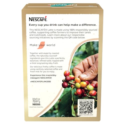 Image of NESCAFE Latte Instant Coffee 7 Sachets, 100percent Responsibly Sourced Coffee Pack of 1