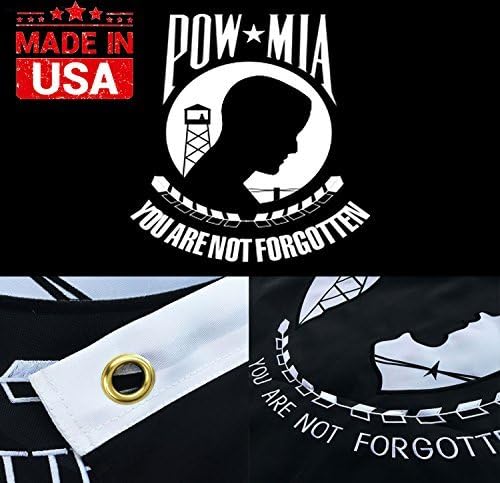 WINBEE POW MIA Flag 3x5 Ft - Premium Embroidered Exclusive Strongest 300D Nylon with Quadruple Stitched and Brass Grommets. Best US American Military You are Not Forgotten Military Pow Flags 3 by 5