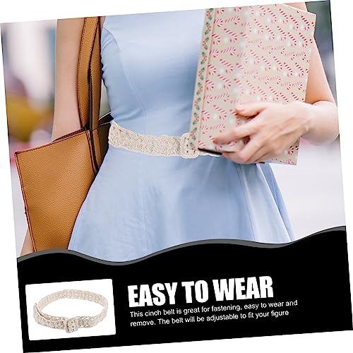 Woven Cotton Waist Belt for Women Stylish Macrame Design for Dresses Casual Wear Wide Belt for Summer Fashion Chic and Versatile Accessory Beige2