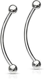 Luxe Modz Tongue Piercing snake Eyes 16g Curved Barbell with 4mm Solid balls Pack of 2