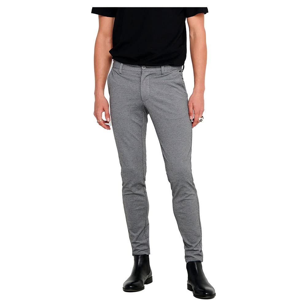 ONLY & SONS Men's Onsmark Pant Gw 0209 Noos Trouser, Grey (Medium Grey Melange Medium Grey Melange), W28/L32