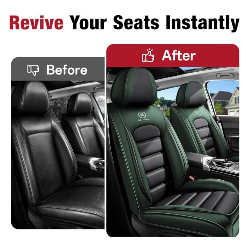Image of Leather Front Seat Covers for Toyota Camry 2015-2026, Black-Green