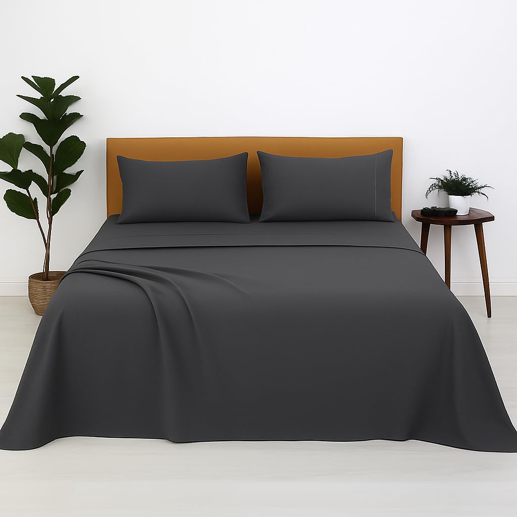 Microfiber Bed Sheet – Hotel Luxury 1800 Series | Ultra-Soft Wrinkle-Free Single Size Bedding – Dark Grey Solid, Easy Care-image-10