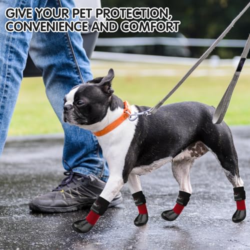 BINGPET Anti-Slip Dog Socks for Hardwood Floors,Injury Prevent Licking Dog Booties,Traction Control Paw Protector Dog Shoes for Hot Pavement with Reflective Straps for Small Medium Large Dogs — view 5