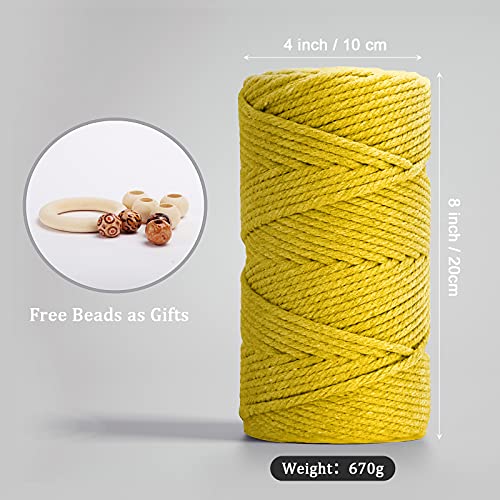 Image of ZUEXT Macrame Cord, Ginger, 5mm x 109yds Cotton String Macrame Yarn | 100% Natural Handmade, 4 Strands Twisted Cotton Rope, For Wall Hanging Plant Hangers Gift Wrapping Tapestry DIY Crafts, 100m