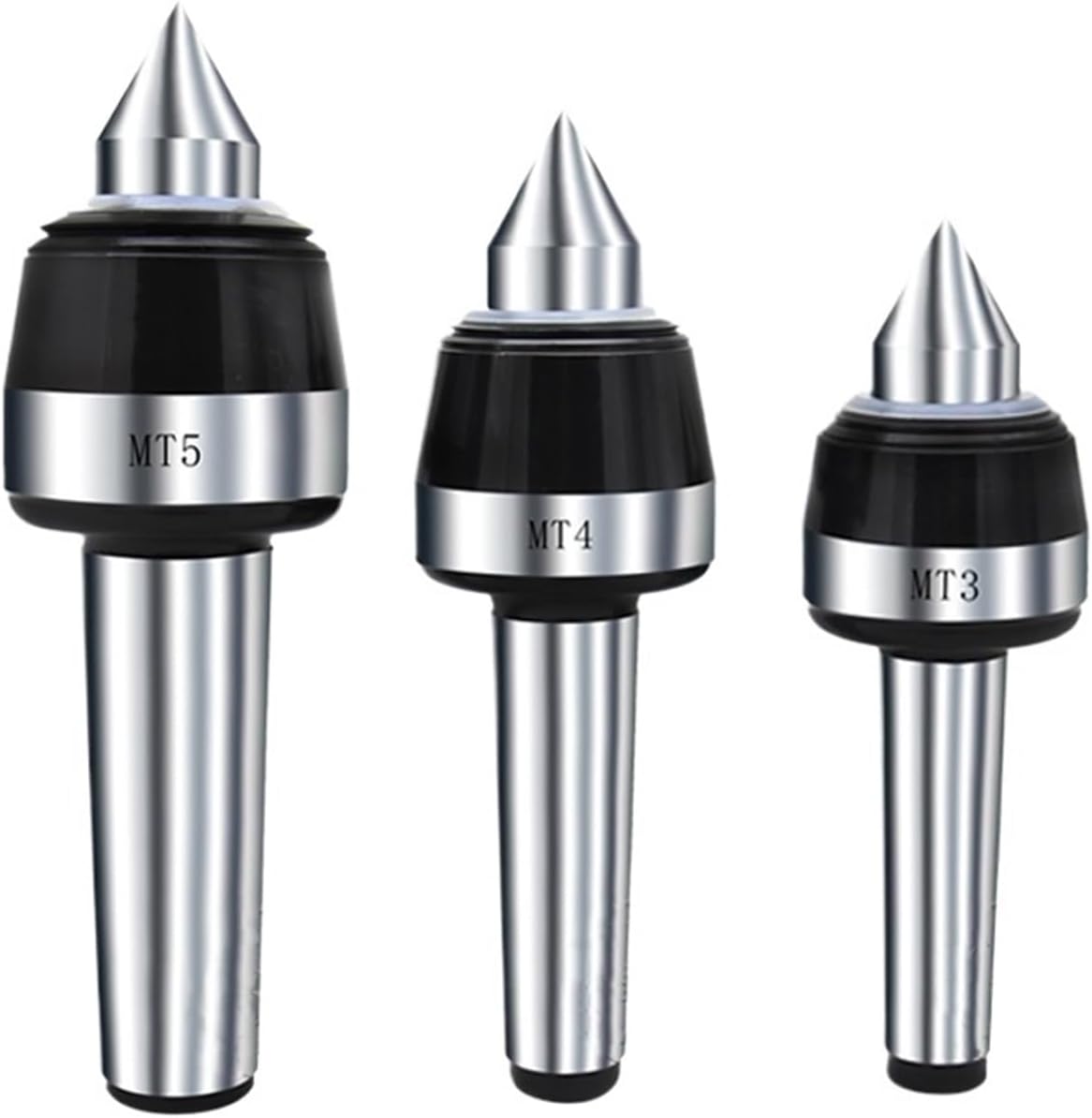 Black High-Speed Rotary Live Center with Extended Alloy Tip for CNC Machine Lathe - Precision 0.008mm, 3500-5000RPM - 1pcs(Mt4 regular Tip)