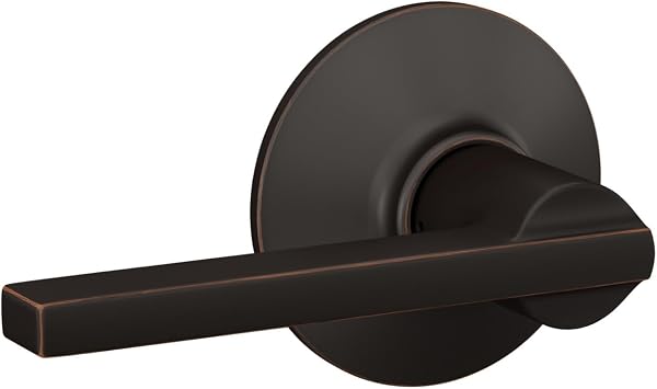 Schlage Latitude Hall/Closet Passage Door Handle, Reversible, Aged Bronze | Hall or closet lever door handle with no lock, Easy to install, Certified durability, Universal fit