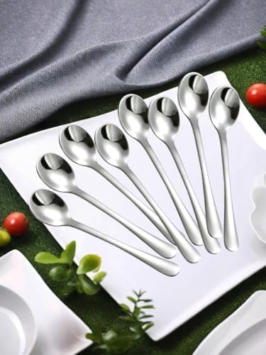 Conjunto de 8 colheres de sobremesa de aço inoxidável elegante de...