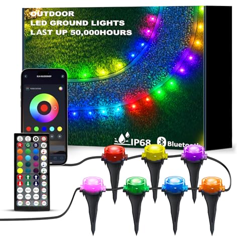 IVRICH 50FT Outdoor Ground Lights, Smart RGB Pathway Lights with APP/Remote Control, IP...