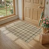 2x3 Entryway Door Mat Indoor – Washable Non Slip Small Rug for Front Door, Kitchen Sink, Mudroom, Garage Entry, Low Profile Easy Clean Farmhouse Plaid Floor Mat