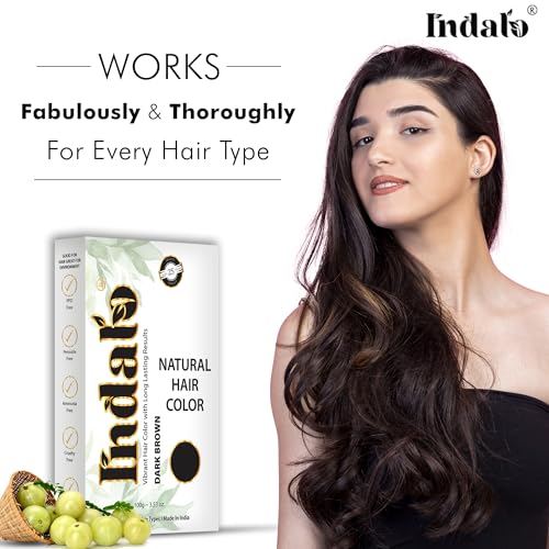 Image of Indalo Natural Hair Color Dark Brown | No Ammonia, No Paraben, No PPD, Dark Brown Hair Color | Suitable for Men & Women 100g