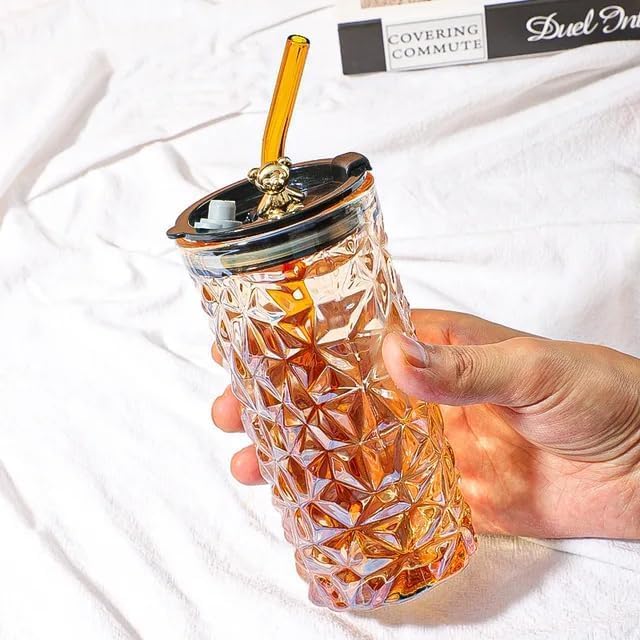Image of Coffee Mug with Straw & Lid - Multipurpose Mason Jar Style Can Sipper for Green Tea, Milk, Juice, Smoothies & More - Reusable Drinking Cup for Home & Office (Creative Glass Office Bottle 1)