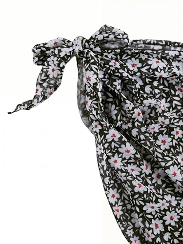 Image of SHENHE Girl's 3 Piece Swimsuits Cute Spaghetti Strap Triangle Bikini with Ditsy Floral Cover Up Teen Bathing Suits
