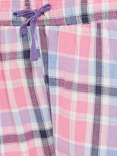 Image of Clovia Women's Cotton Checks Printed Pyjama and Basic Top Set
