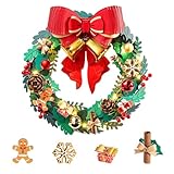 ROBOTIME Christmas Wreath with Red Bow, Pine Cones, Berries & Bells 3D Wooden Puzzles for Adults Creative Gifts for Holiday Window Fireplace Door Decorations