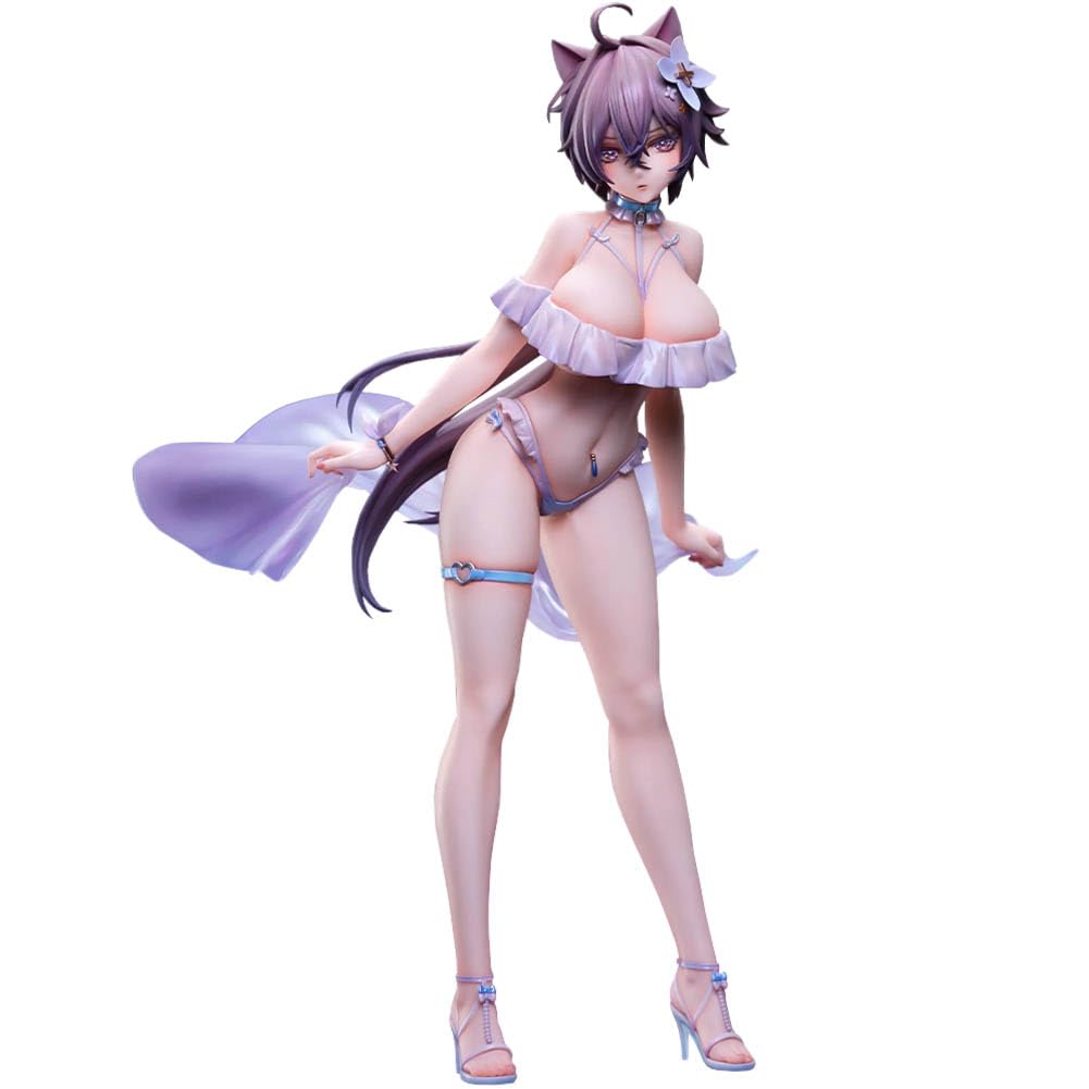 Anjinguang Cat Like Girlfriend Evangeline Figure Anime Illustration Figure 30cm Swimwear Edition Standing Pose Model Statue Home Desk Decoration Gift For Fans