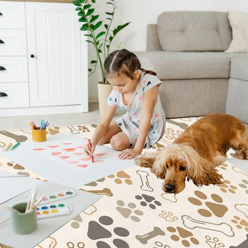 Spunker SPKDT0529-5X7 Washable Area Rug 5X7 Dog Cat Paw Print Bones Washable Large Rugs thumb #4