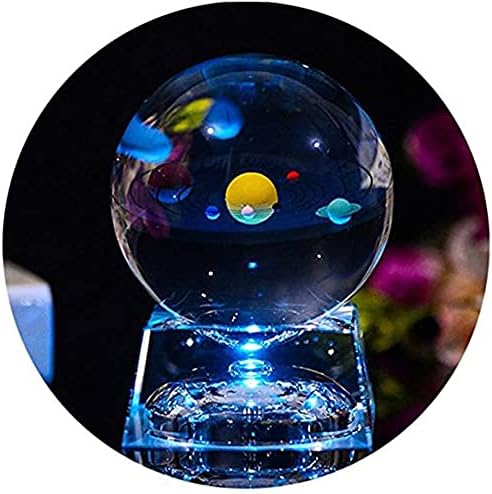 Vanory Solar System 3D Crystal Ball with Led Lamp Base Clear 80Mm (3.15 ) Glass Sphere Best Birthday for Kids, Teacher of Physics, Astronomer, Lover The Universe, Boyfriend, Girlfriend