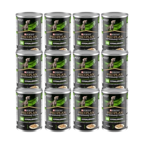 PURINA PRO PLAN Veterinary Diets HA Hypoallergenic | 12 x 400 g | Alimento dietetico completo per cuccioli e cani adulti | Può contribuire a ridurre le intolleranze alimentari